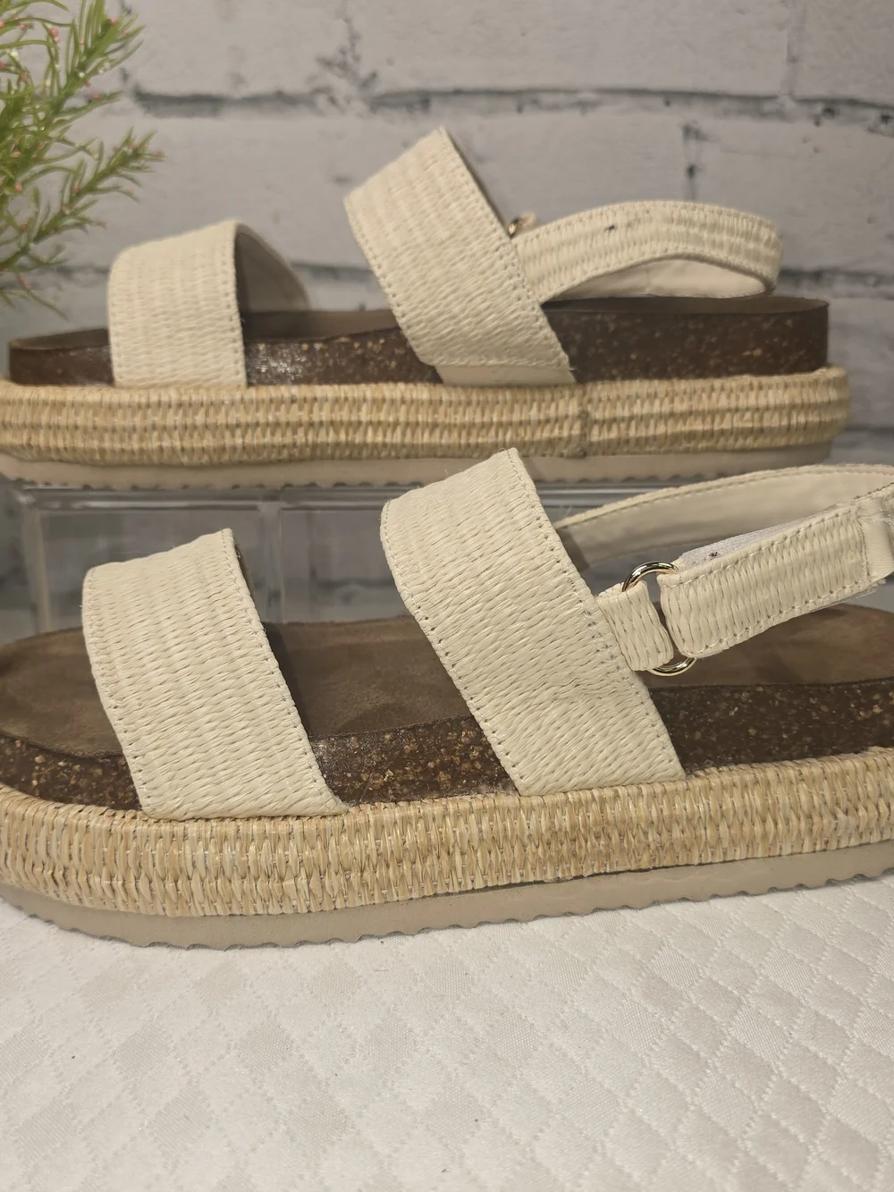 PIERRE DUMAS SLINGBACK PLATFORM SANDAL WOVEN CANVAS UPPER ESPADRILLE SOLE 7